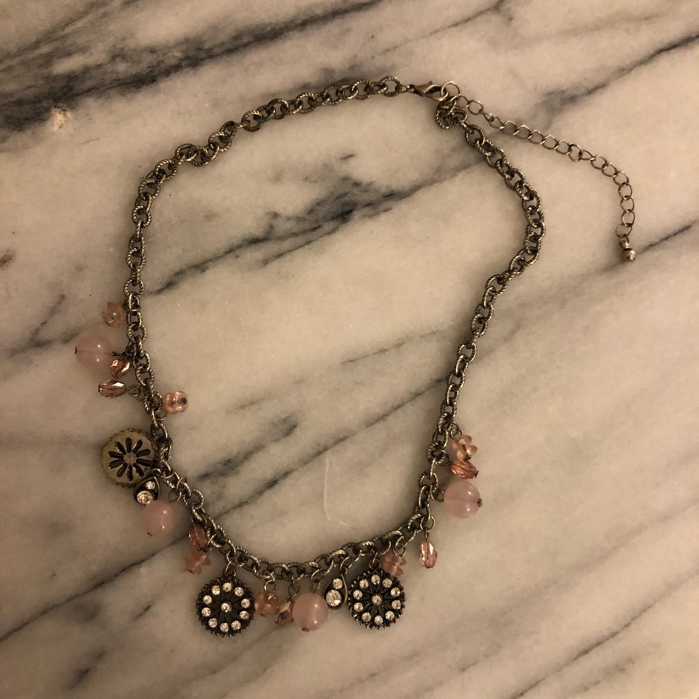 Pink dangle charm necklace